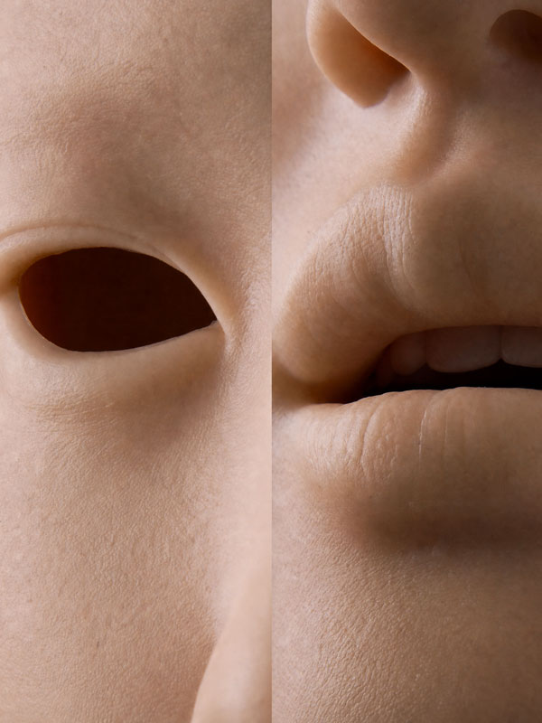 White resin 3D-printed face master for proofing